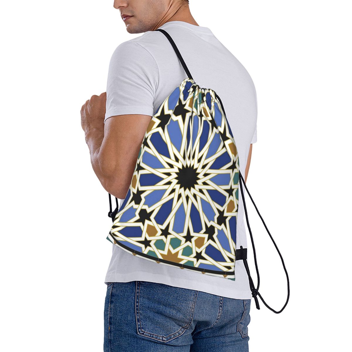 Tile Bag Drawstring - Arabic Tile I Rucksäcke, multifunktionale Taschen
