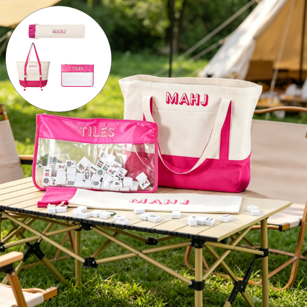 Tile Bag Drawstring - 2026 Neues Vielseitiges Mahjong-Taschenset aus Canvas