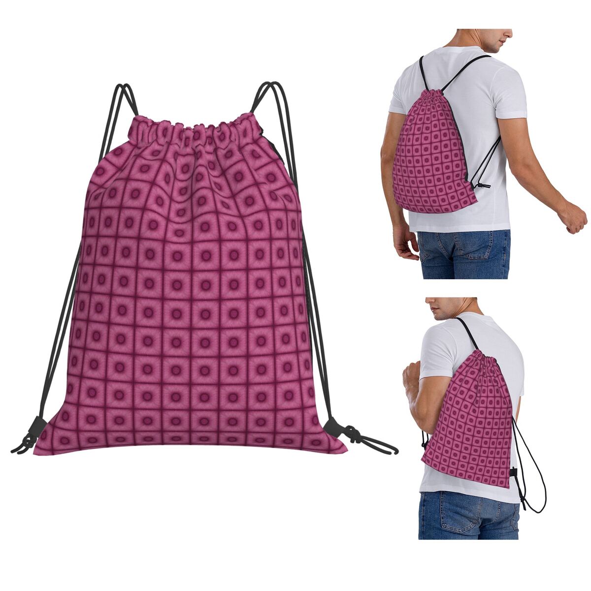 Tile Bag Drawstring - Poof Tile In Cherry Color Rucksäcke,