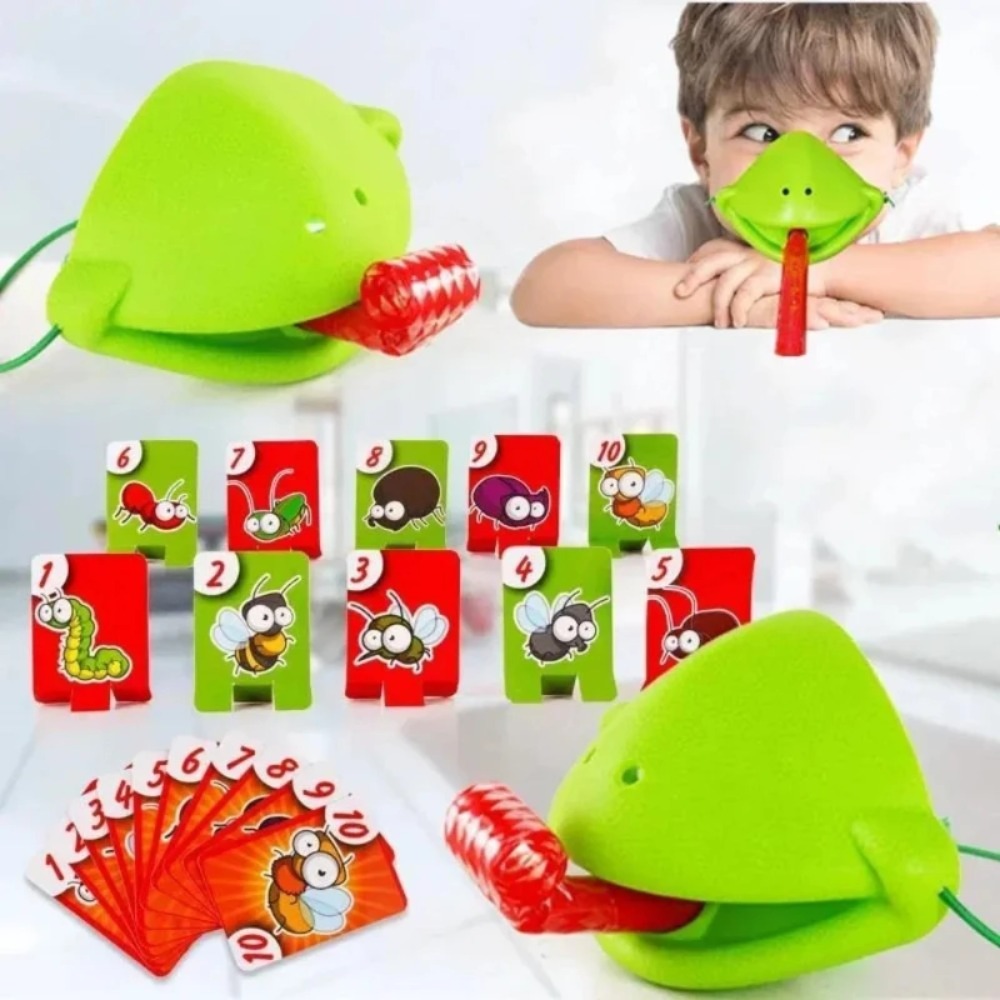 Board Game Family - Frosch- und Eidechsen-Maske mit Zungenbewegung, Leckkarten-Brettspiel