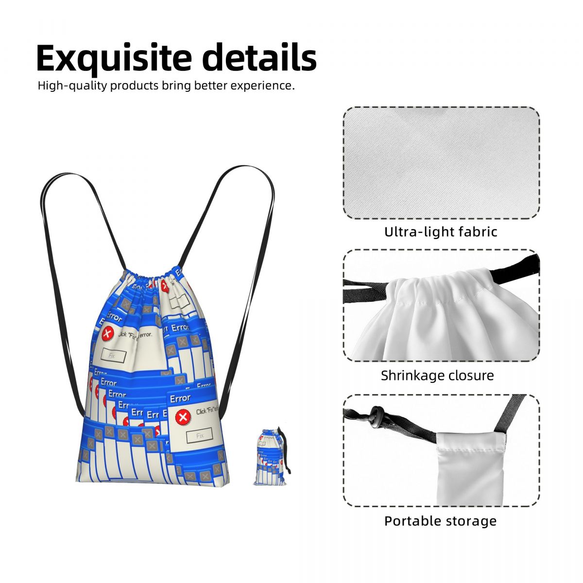Tile Bag Drawstring - Windows XP Fehler Kordelzug-Rucksack Sporttasche Tragbare