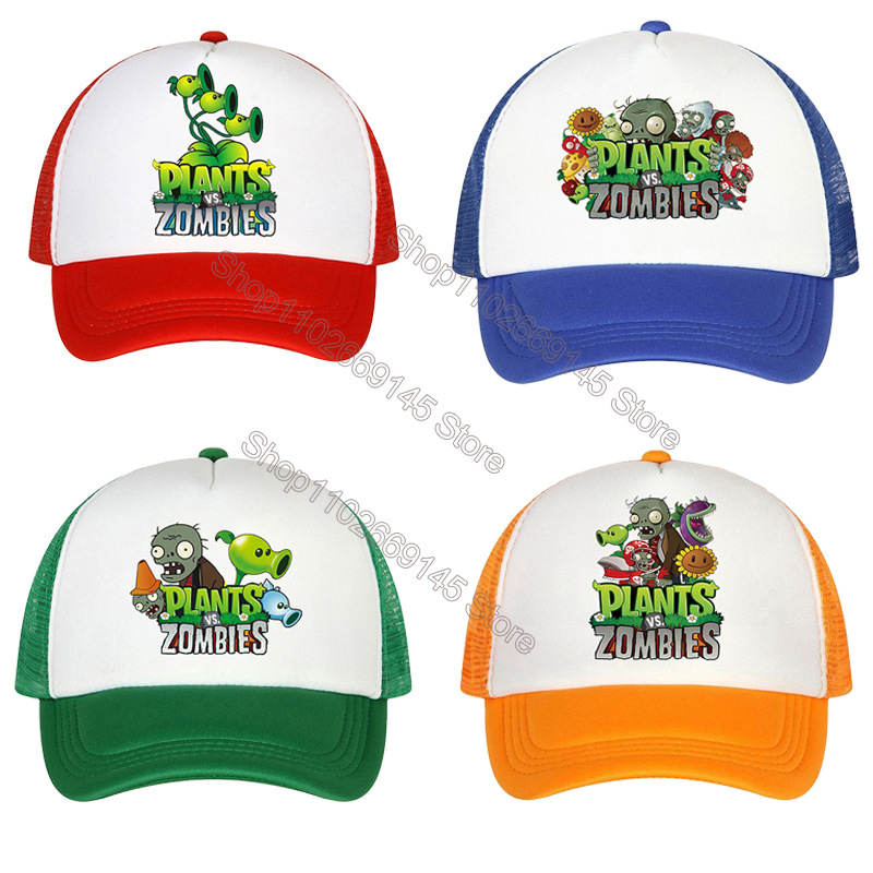 Board Game Zombie - Plantsd VS Zombiesd Kinder-Baseballmützen, Cartoon-Spielcharakter, bedruckte
