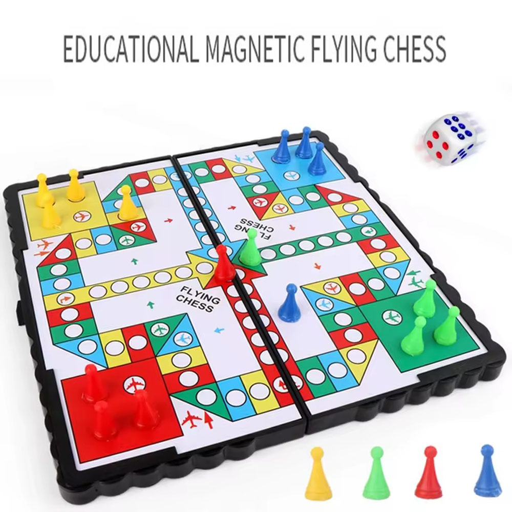 Magnetic Travel Chess - Faltbares magnetisches Flugschach-Set, Krabbelmatte, tragbares Brettspiel