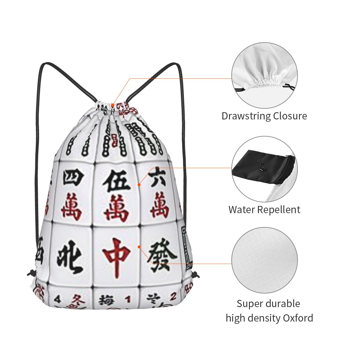 Rucksäcke mit Mahjong-Fliesenm – Tile Bag Drawstring Bewertung und Preis
