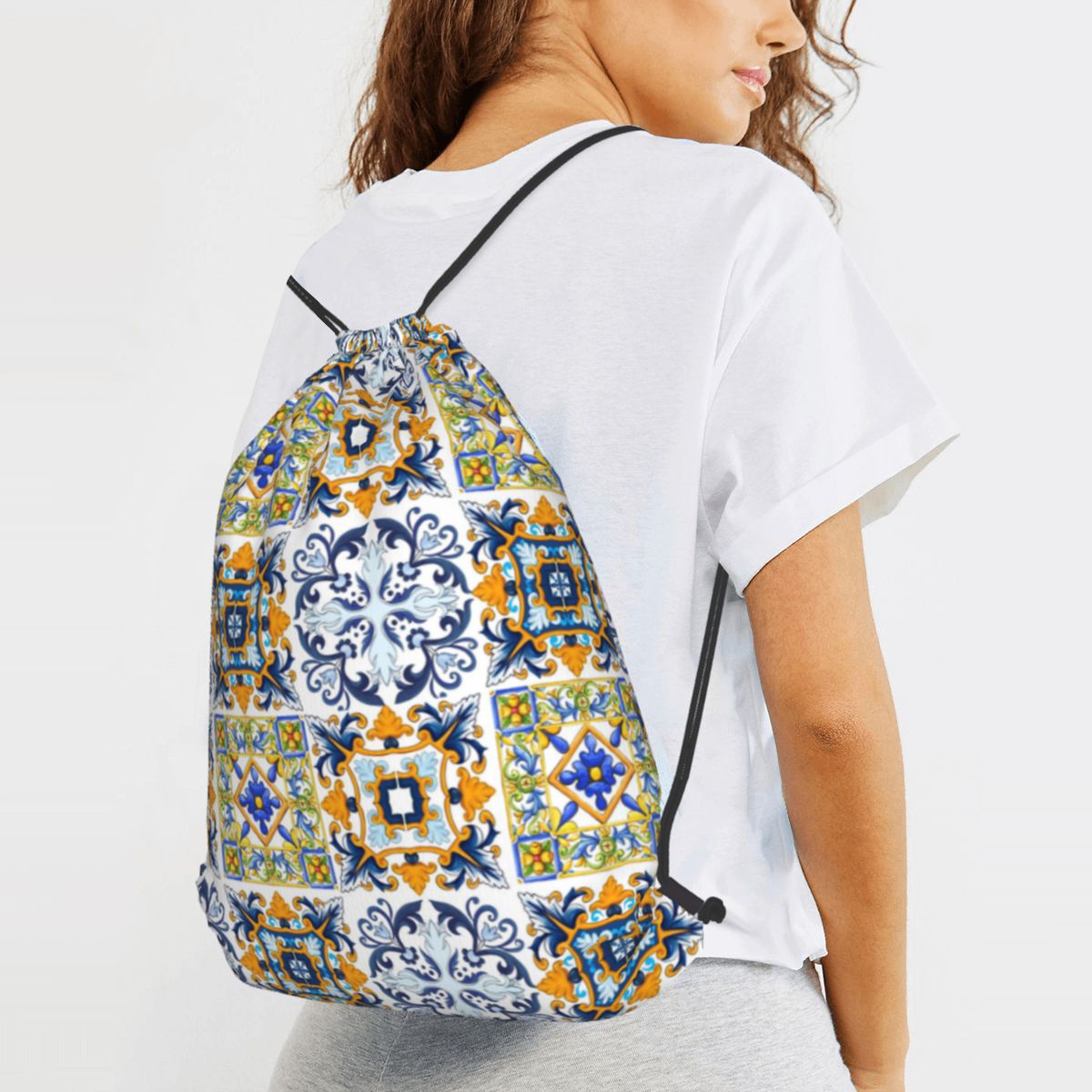 Kopie sizilianischer Fliesen,  – Tile Bag Drawstring Bewertung und Preis