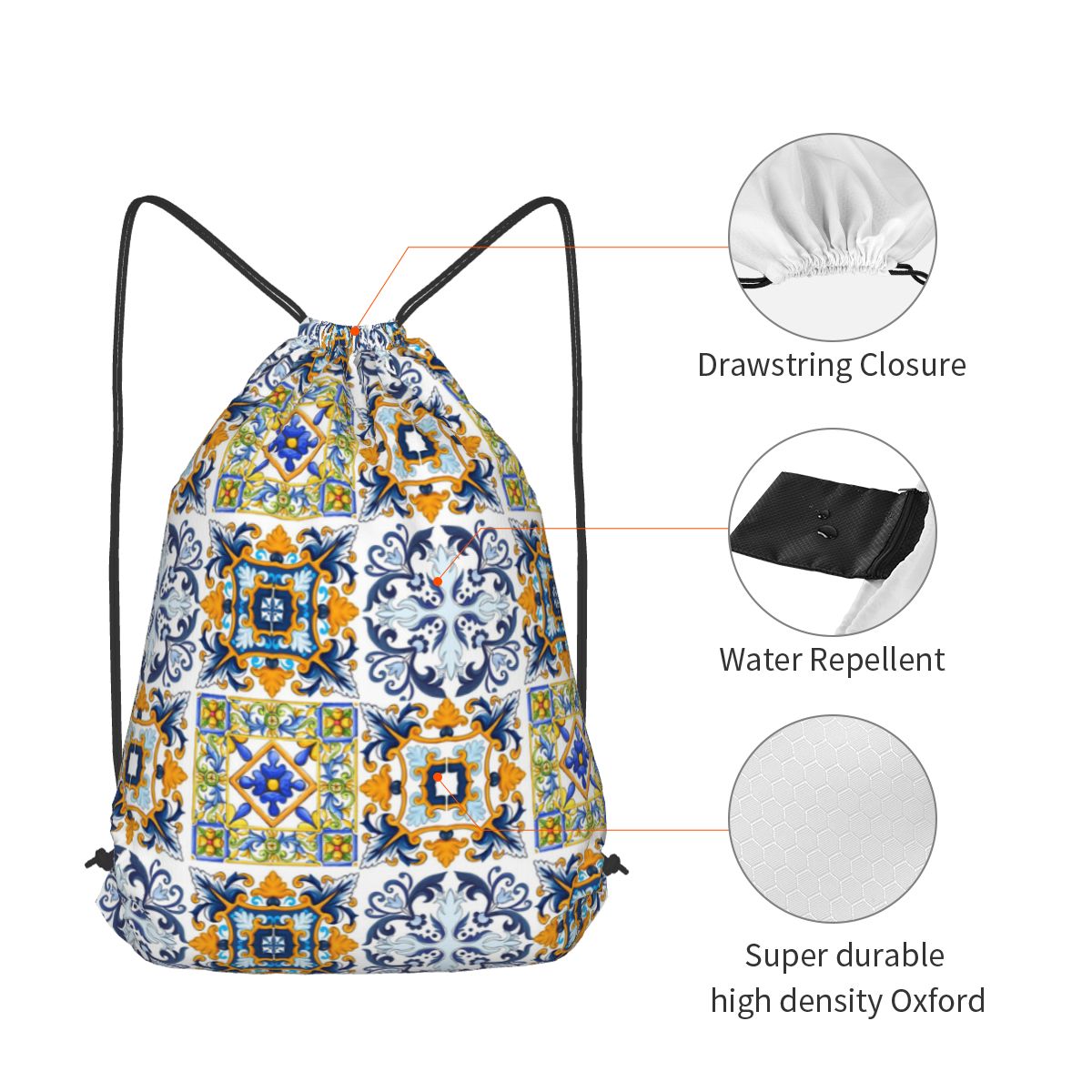 Kopie sizilianischer Fliesen,  – Tile Bag Drawstring Bewertung und Preis