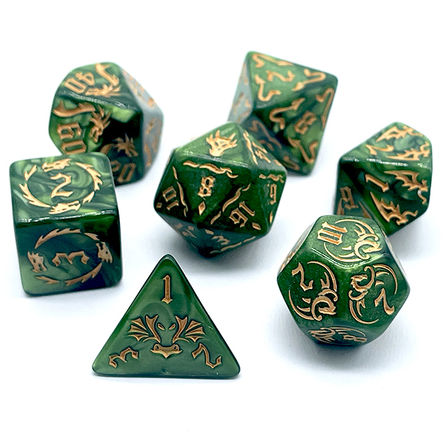 7-teiliges grünes Acryl-Würfel – Board Game Dnd Bewertung und Preis