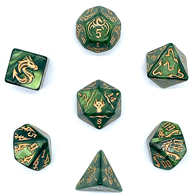 7-teiliges grünes Acryl-Würfel – Board Game Dnd Bewertung und Preis