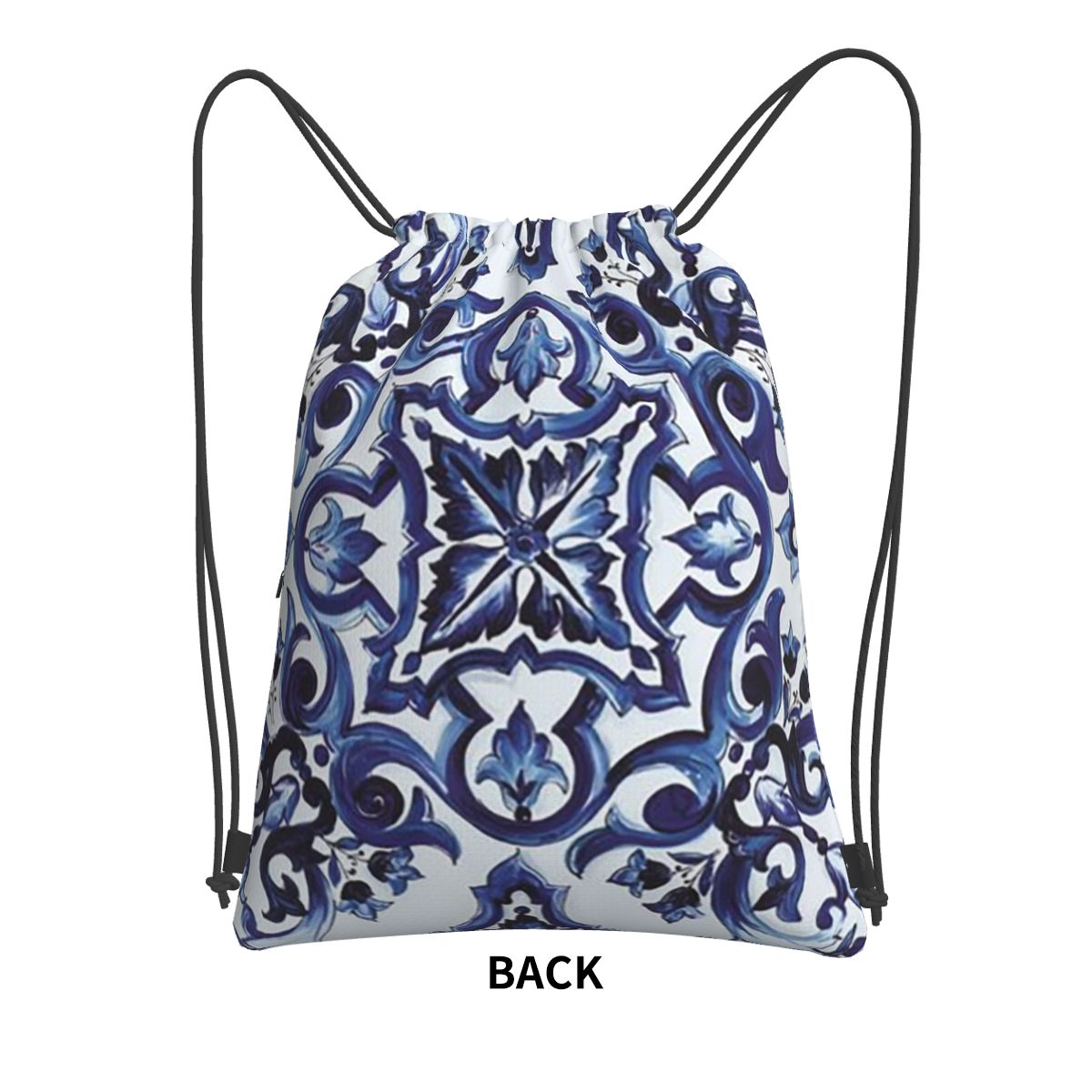 Blau verzierte, floral gemuste – Tile Bag Drawstring Bewertung und Preis
