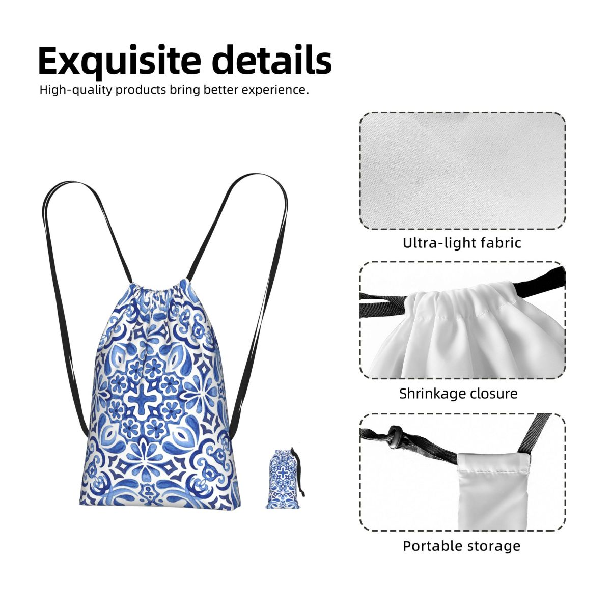 Mediterrane Mosaikfliesen Azul – Tile Bag Drawstring Bewertung und Preis
