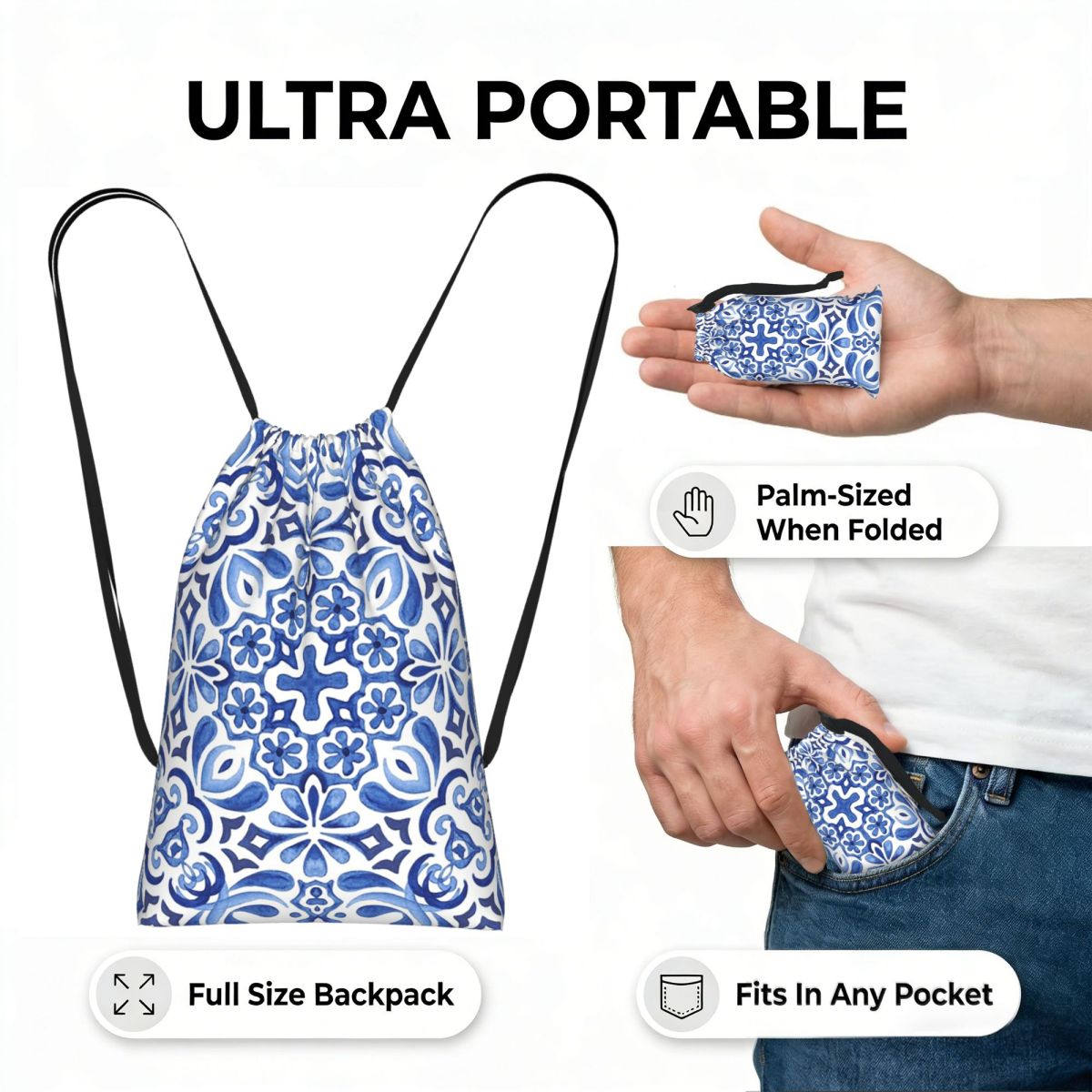 Mediterrane Mosaikfliesen Azul – Tile Bag Drawstring Bewertung und Preis