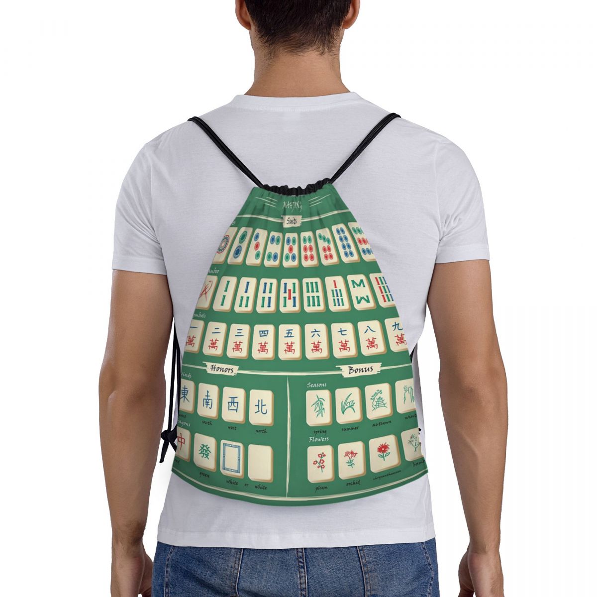 Rucksäcke mit Mahjong-Fliesenm – Tile Bag Drawstring Bewertung und Preis