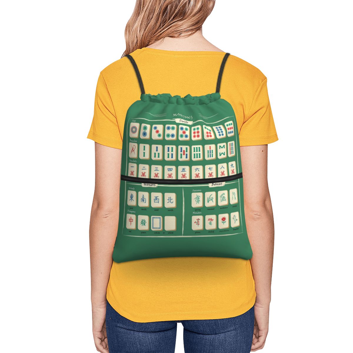 Rucksäcke mit Mahjong-Fliesenm – Tile Bag Drawstring Bewertung und Preis