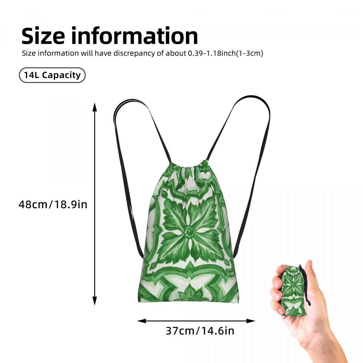 Grüne, verzierte, floral gemus – Tile Bag Drawstring Bewertung und Preis